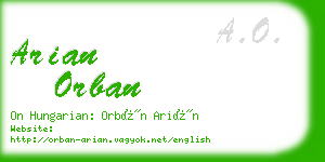 arian orban business card